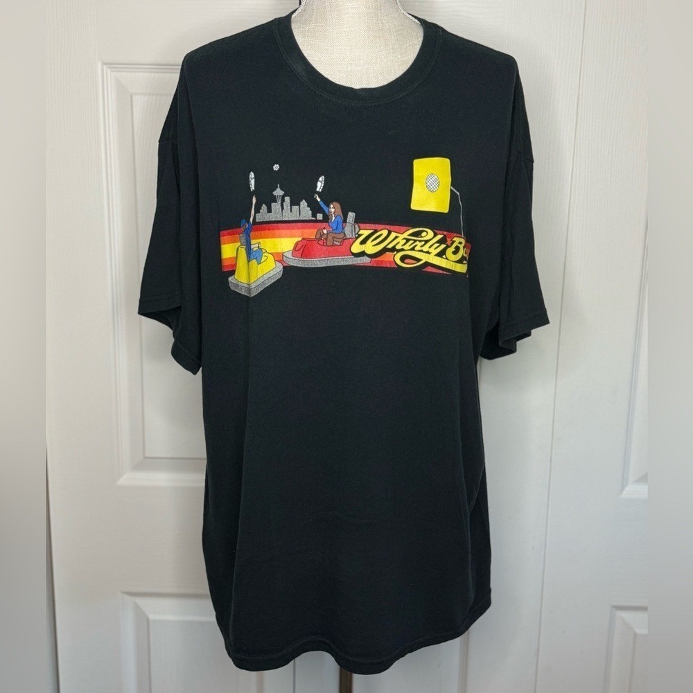 Hanes WhirlyBall Seattle Graphic T-Shirt Mens XL Black Retro Bumper Car Tee